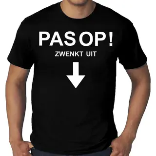 Bellatio Decorations Grote Maten Pas Op Zwenkt Uit Fun/tekst T-shirt Zwart Voor Heren - Grappige Tekst Shirts Voor Plus Size Heren Xxxxl