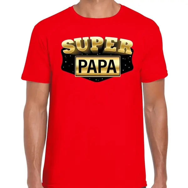 Bellatio Decorations Super Papa Cadeau T-shirt Rood Voor Heren - Vaderdag / Verjaardag Kado Shirt L thumbnail