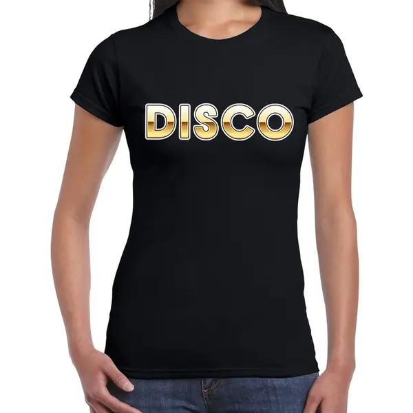 Bellatio Decorations Fun T-shirt Disco Zwart Voor Dames - Fun Tekst Shirt Voor Disco - Disco Themafeest Kleding Xs thumbnail