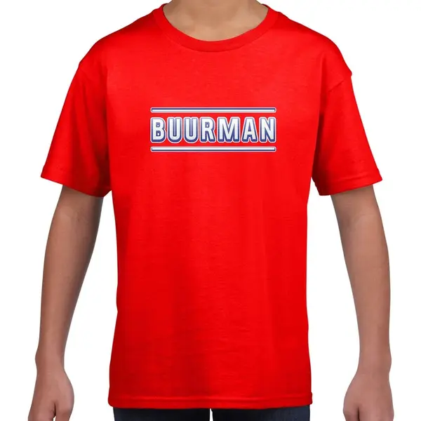 Bellatio Decorations Buurman Verkleed T-shirt - Rood - Voor Kinderen - Carnaval / Feest Shirt Kleding - Kostuum Voor Kids - Korte Mouwen 122/128 thumbnail