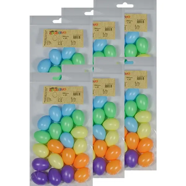 120x Gekleurde Kunststof Eieren Decoratie 4 Cm Hobby/knutselmateriaal - Knutselen Diy Eieren Beschilderen - Pasen Thema Plastic Paaseieren Eitjes thumbnail