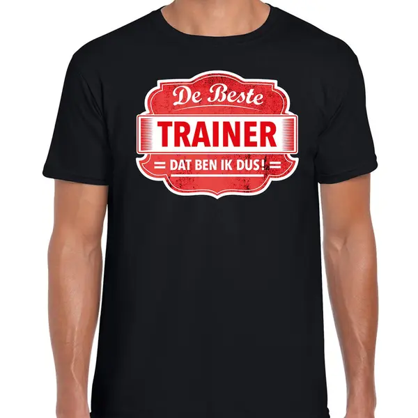 Bellatio Decorations Cadeau T-shirt Voor De Beste Trainer Voor Heren - Zwart Met Rood - Trainers - Kado Shirt / Kleding - Vaderdag / Collega Xxl thumbnail