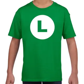 Bellatio Decorations Luigi Loodgieter - Verkleed T-shirt - Groen - Voor Kinderen - Carnaval - Feest Shirt Kleding - Kostuum 110/116