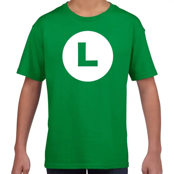 Bellatio Decorations Luigi Loodgieter - Verkleed T-shirt - Groen - Voor Kinderen - Carnaval - Feest Shirt Kleding - Kostuum 110/116 thumbnail