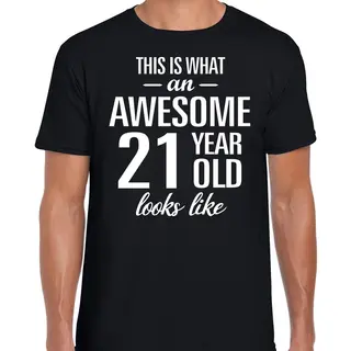 Bellatio Decorations Awesome 21 Year - Geweldige 21 Jaar Cadeau T-shirt - Zwart - Voor Heren - Verjaardag Cadeau Xxl