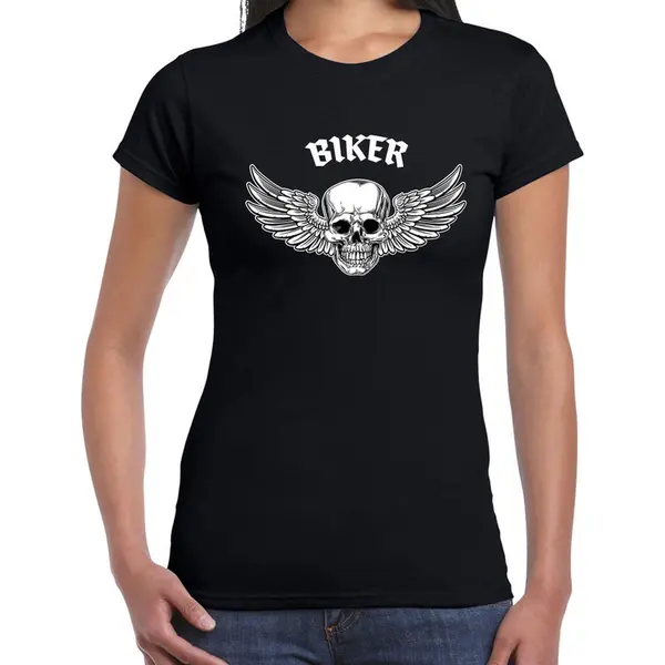 Bellatio Decorations Biker Motor T-shirt Zwart Voor Dames - Motorrijder / Fashion Shirt - Outfit Xxl thumbnail