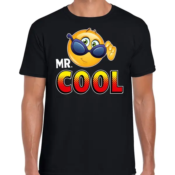Bellatio Decorations Funny Emoticon T-shirt Mr.Cool Zwart Voor Heren - Fun / Cadeau Shirt Xl thumbnail