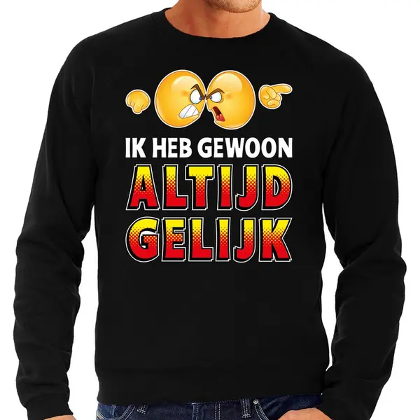 Bellatio Decorations Funny Emoticon Sweater Ik Heb Gewoon Altijd Gelijk Zwart Voor Heren - Fun / Cadeau Trui L thumbnail