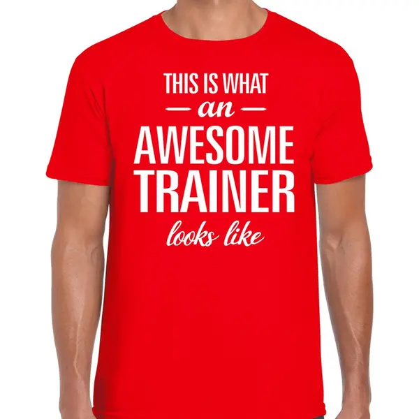 Bellatio Decorations This Is What An Awesome Trainer Looks Like Cadeau T-shirt Rood Voor Heren - Bedankt Cadeau Voor Een Trainer M thumbnail