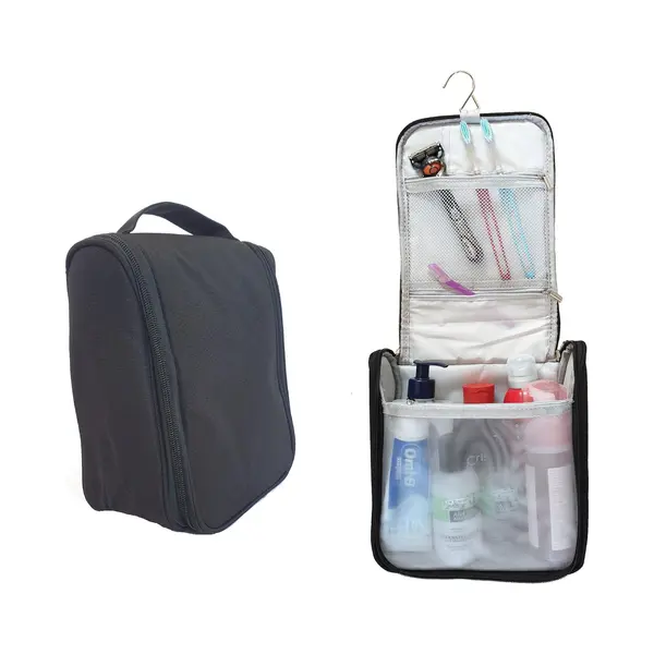 Sunmool Toilettas Hanging Met Haak - Toiletry Bag- Toiletbag- Ophangbare Toilettas Met Haak - Type A - Zwart thumbnail