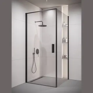 Badplaats Douchecabine Alava 90 X 90 X 190cm – Zwart – Douchewand Met Draaideur