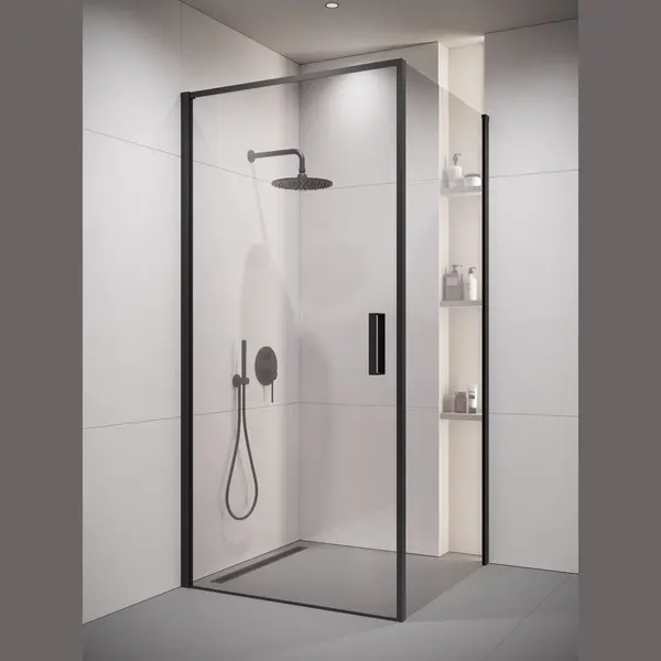 Badplaats Douchecabine Alava 90 X 90 X 190cm – Zwart – Douchewand Met Draaideur thumbnail