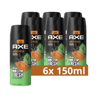 6x Axe Deodorant Bodyspray Jungle Fresh 150 Ml