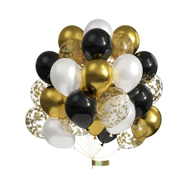 Luna Balunas 50 Stuks Latex Ballonnen Goud Zwart Helium Confetti - Verjaardag Feest Decoratie Versiering - Eco Friendly Fsc thumbnail