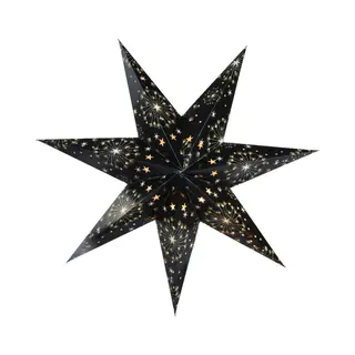 Decoris Verlichte Kerstster - Zwart - 60 Cm - Papier - Op Batterijen