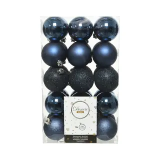 Decoris Kerstballen - 30x St - Donkerblauw - D6 Cm - Kunststof - Kerstversiering