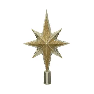 Decoris Kerstboom Piek - Ster Vorm - Champagne - Kunststof - 25, 5 Cm - Kerstpiek
