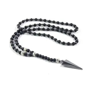 Memphis Kralen Ketting Zwart Onyx Hematiet Pijlpunt