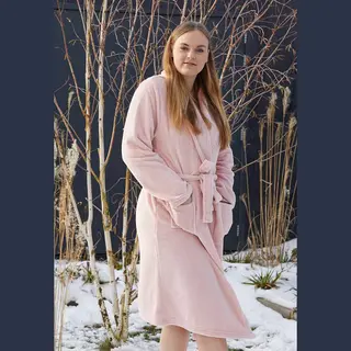 Relax Company - Fleece-Bademantel Mit Namen Bestickt - Bademantel - Schalkragen - Männer Und Frauen - Stickerei Personalisiert - Rosa - Sku 772-Rc