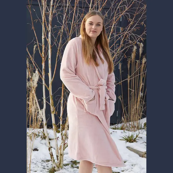 Relax Company - Fleece-Bademantel Mit Namen Bestickt - Bademantel - Schalkragen - Männer Und Frauen - Stickerei Personalisiert - Rosa - Sku 772-Rc thumbnail