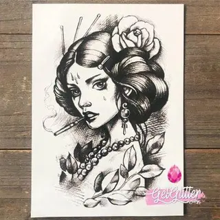 GetGlitterBaby® - Tijdelijke Tattoos / Tijdelijke Henna Festival Plak Tattoes / Nep Tatoeage Voor Volwassenen / Fake Temporary Tattoo Sticker - Girl
