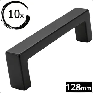 10x By Mjm Handgreep Zwart Rvs - Handgreep Zwart 128mm - Handgrepen - Handgreep Keuken - Meubelbeslag - Handgrepen Keukenkastjes - Handgrepen Kast -