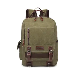 Bagwise® - Rugzak - Rugtas - Schooltas - Canvas -25 L - Vintage - 15" Inch Laptopvak -1270 Groen