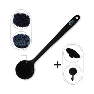 Blubs® – Badborstel – Dry Brush – Rug Scrubber – Lichaamsborstel – Rugborstel Douche Met Steel – Huidborstel – Doucheborstel – Bad- &