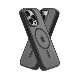 Iyupp Hoesje Geschikt Voor IPhone 15 Pro Max Hoesje - Geschikt Voor MagSafe - Shockproof Back Cover - Mat Zwart Transparant
