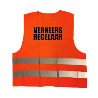 Bellatio Decorations Verkeersregelaar Vest / Hesje Oranje Met Reflecterende Strepen Voor Volwassenen - Wegwerkzaamheden/incidenten/omleiding - Veiligheidshesjes /