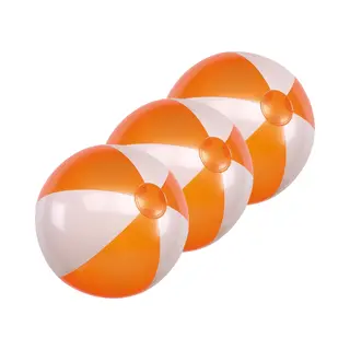 Inspirion Opblaasbare Speelgoed Strandbal - 10x - Oranje/wit - Dia 28 Cm - Strandballen - Buiten Speelgoed - Strand Speelgoed - Pvc