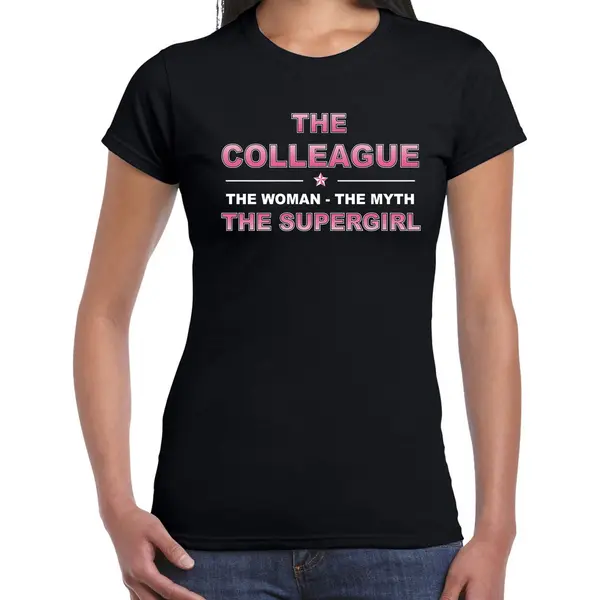 Bellatio Decorations The Colleague The Supergirl Cadeau T-shirt Zwart Voor Dames - Collega Verjaardag - Afscheid / Kado Shirt / Outfit Xl thumbnail