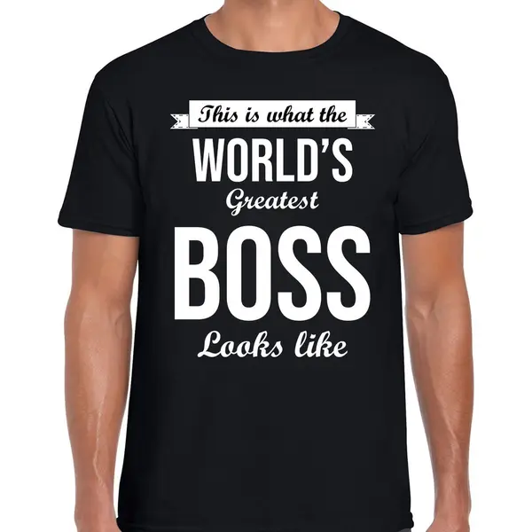 Bellatio Decorations Worlds Greatest Boss Cadeau T-shirt Zwart Voor Heren - Verjaardag Kado Shirt Voor Een Werkgever / Baas M thumbnail