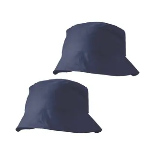 Shoppartners Zonnehoedje/vissershoedjes Voor Volwassenen - 2x Stuks - Donkerblauw - 100% Katoen - Zon Bescherming - Festival