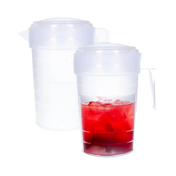 PlasticForte Waterkan Met Deksel - Pakket Van 2x Stuks - 2 Liter - Transparant - Kunststof - Schenkkan Karaf thumbnail