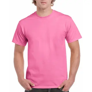 Gildan T-shirt - 2x Stuks - Roze - Heren - Zware Kwaliteit - Basic Shirt - Katoen - Korte Mouwen