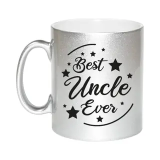 Bellatio Decorations Best Uncle Ever Cadeau Koffiemok / Theebeker - Zilverkleurig - 330 Ml - Verjaardag / Bedankje