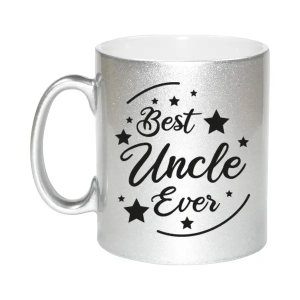 Bellatio Decorations Best Uncle Ever Cadeau Koffiemok / Theebeker - Zilverkleurig - 330 Ml - Verjaardag / Bedankje thumbnail