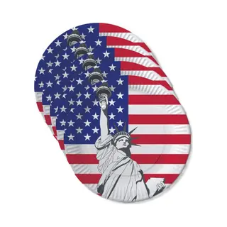 Usa/Verenigde Staten Kartonnen Party Bordjes - D23 Cm - 20x Stuks - Papier - Feestartikelen - Tafel Versiering