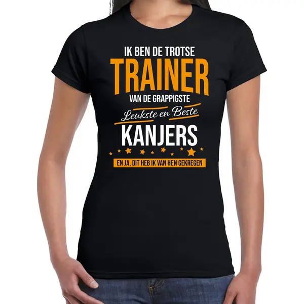 Bellatio Decorations Trotse Trainer Van Kanjers Cadeau T-shirt Zwart Voor Dames - Kado Voor Sport / Trainers Xs thumbnail