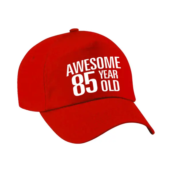 Bellatio Decorations Verjaardag Cadeau Petje - Awesome 85 Year Old - 85 Jaar - Rood - Volwassenen - Baseball Cap thumbnail