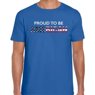 Bellatio Decorations Amerika Proud To Be American Landen T-shirt - Blauw - Heren - Amerika Landen Shirt Met Amerikaanse Vlag/ Kleding - Wk / Olympische Spelen Outfit Xl