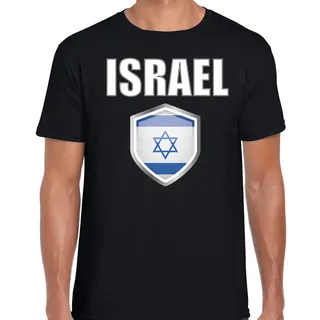 Bellatio Decorations Israel Vlag Thema Landen T-shirt - Zwart - Voor Heren - Supporters Kleding - Korte Mouwen - Vlaggen Schild L