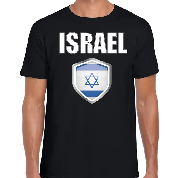 Bellatio Decorations Israel Vlag Thema Landen T-shirt - Zwart - Voor Heren - Supporters Kleding - Korte Mouwen - Vlaggen Schild L thumbnail