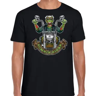Bellatio Decorations Halloween Zombie Biker Verkleed T-shirt Zwart Voor Heren - Zombie Biker Shirt / Kleding / Kostuum / Horror Outfit S