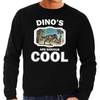 Bellatio Decorations Dieren Dinosaurussen Sweater Zwart Heren - Dinosaurs Are Serious Cool Trui - Cadeau Sweater T-rex Dinosaurus/ Dinosaurussen Liefhebber Xl
