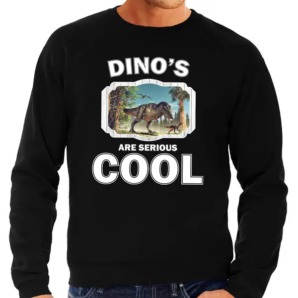 Bellatio Decorations Dieren Dinosaurussen Sweater Zwart Heren - Dinosaurs Are Serious Cool Trui - Cadeau Sweater T-rex Dinosaurus/ Dinosaurussen Liefhebber Xl thumbnail
