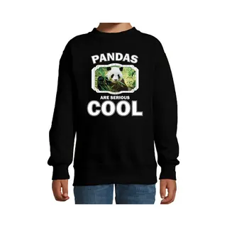 Bellatio Decorations Dieren Pandaberen Sweater Zwart Kinderen - Pandas Are Serious Cool Trui Jongens/ Meisjes - Cadeau Panda/ Pandaberen Liefhebber - Kinderkleding /