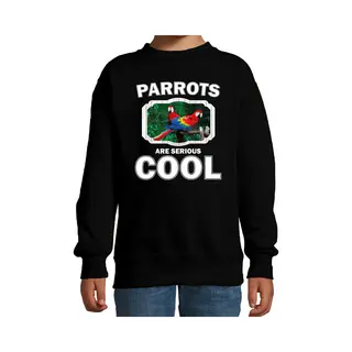 Bellatio Decorations Dieren Papegaaien Sweater Zwart Kinderen - Parrots Are Serious Cool Trui Jongens/ Meisjes - Cadeau Papegaai/ Papegaaien Liefhebber - Kinderkleding /