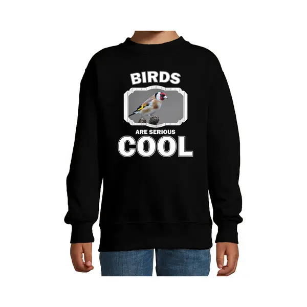 Bellatio Decorations Dieren Vogels Sweater Zwart Kinderen - Birds Are Serious Cool Trui Jongens/ Meisjes - Cadeau Putter Vogel/ Vogels Liefhebber - Kinderkleding / Kleding thumbnail